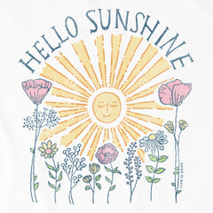 Women's Hello Sunshine Sun & Flowrs Short Sleeve Crusher Vee