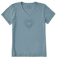 Women's Heart Burst Short Sleeve Crusher Vee