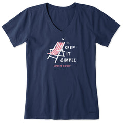 Women's Keep it Simple Beach Chair Short Sleeve Crusher Vee