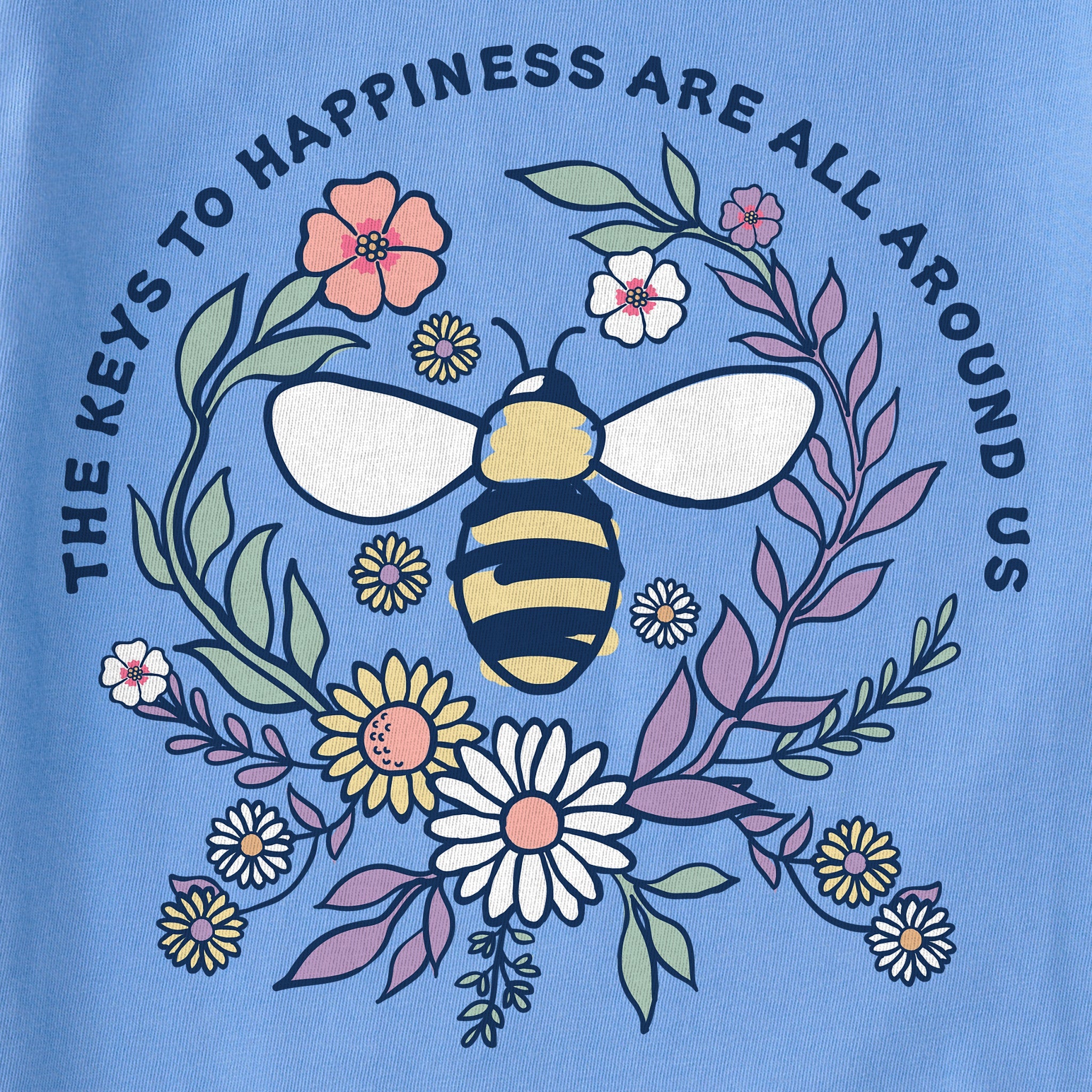Women's Keys to Happiness Bee Long Sleeve Crusher Vee