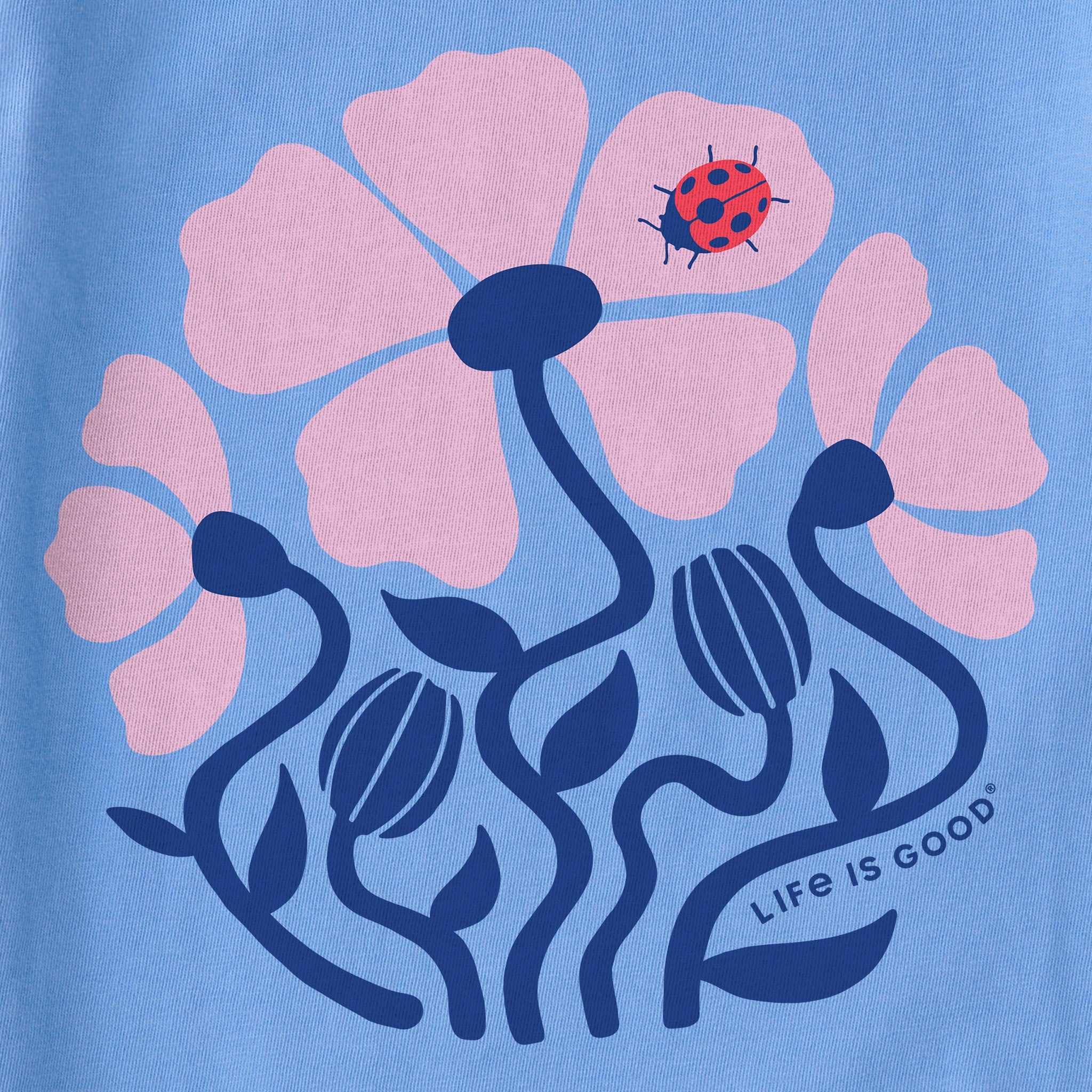 Women's Ladybug Flowers Short Sleeve Crusher-LITE Vee