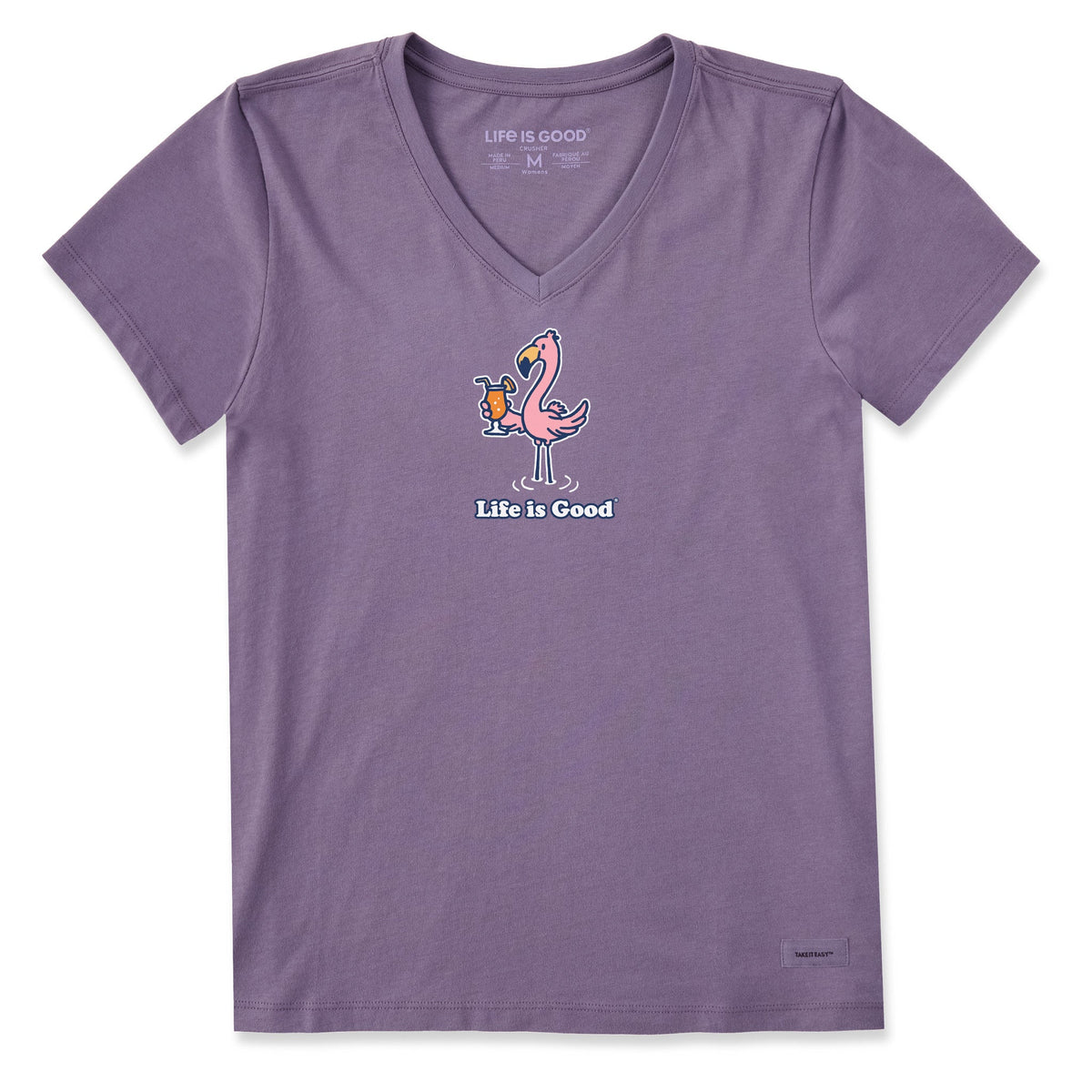 Women's Flamingo Cocktail Short Sleeve Crusher-LITE Vee