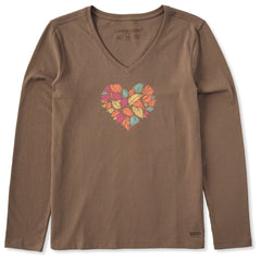Women's Leaf Heart Long Sleeve Crusher-LITE Vee