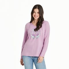 Women's Keys to Happiness Dragonfly Long Sleeve Crusher-LITE Hooded Tee