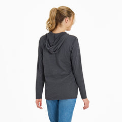 Women's 3 Hearts Long Sleeve Striped Crusher-LITE Hooded Tee