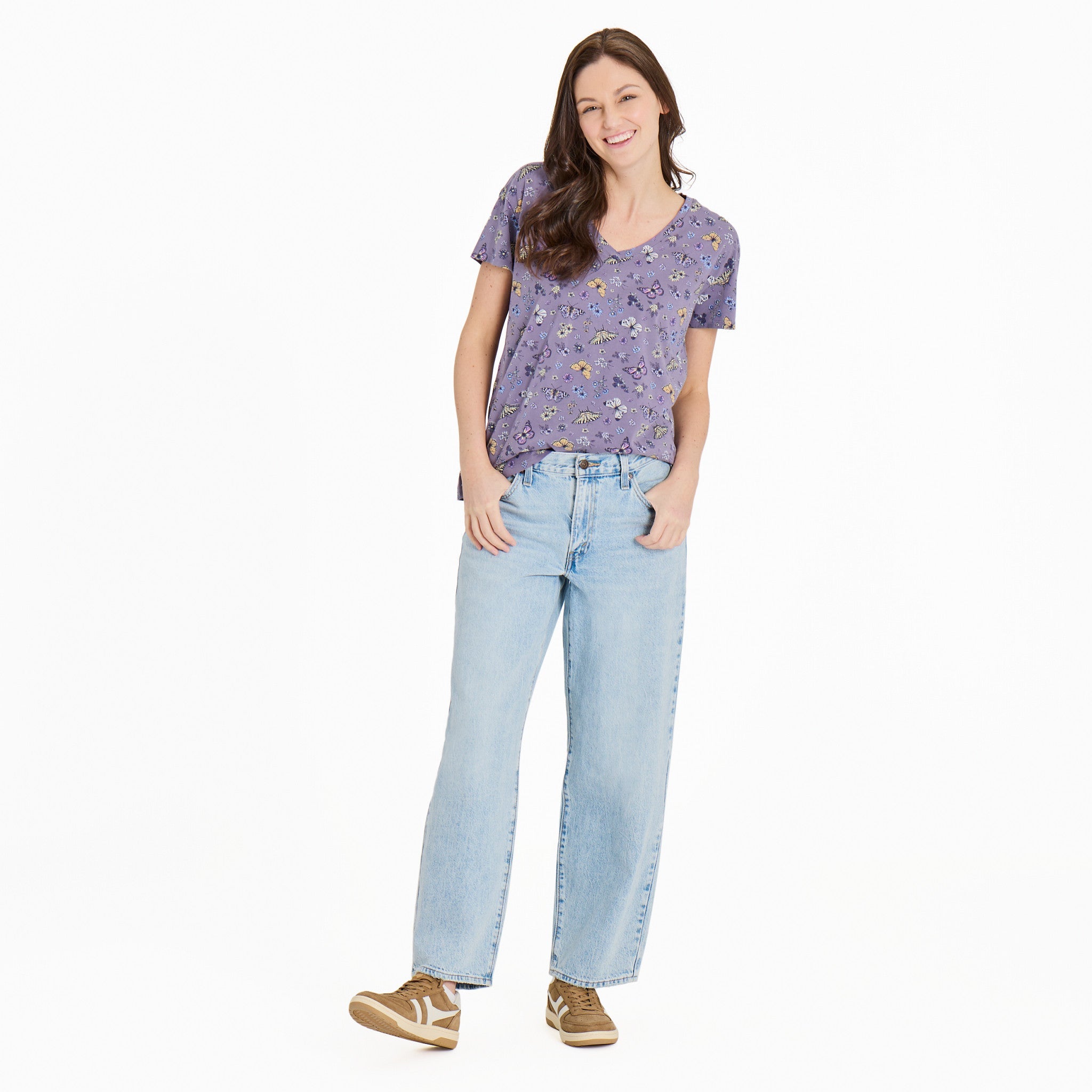 Women's Butterfly Garden Pattern Crusher-LITE Easy Vee
