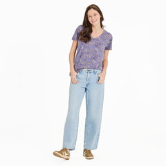 Women's Butterfly Garden Pattern Crusher-LITE Easy Vee