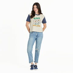 Women's Kind is the New Cool Flowers Short Sleeve Crusher Boxy Tee