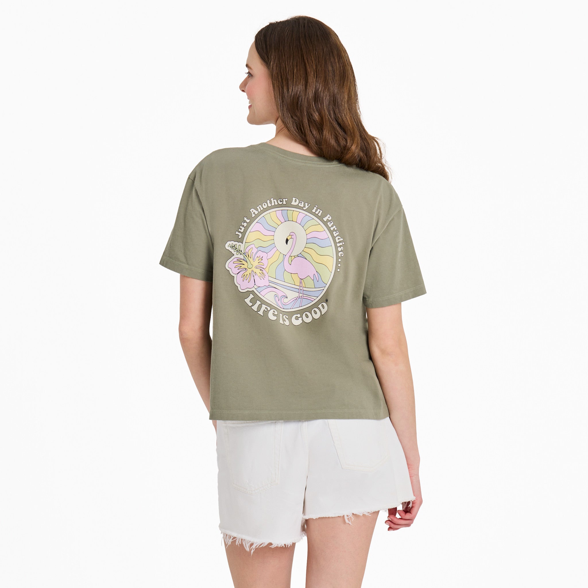 Women's Flamingo in Paradise Short Sleeve Crusher Boxy Tee