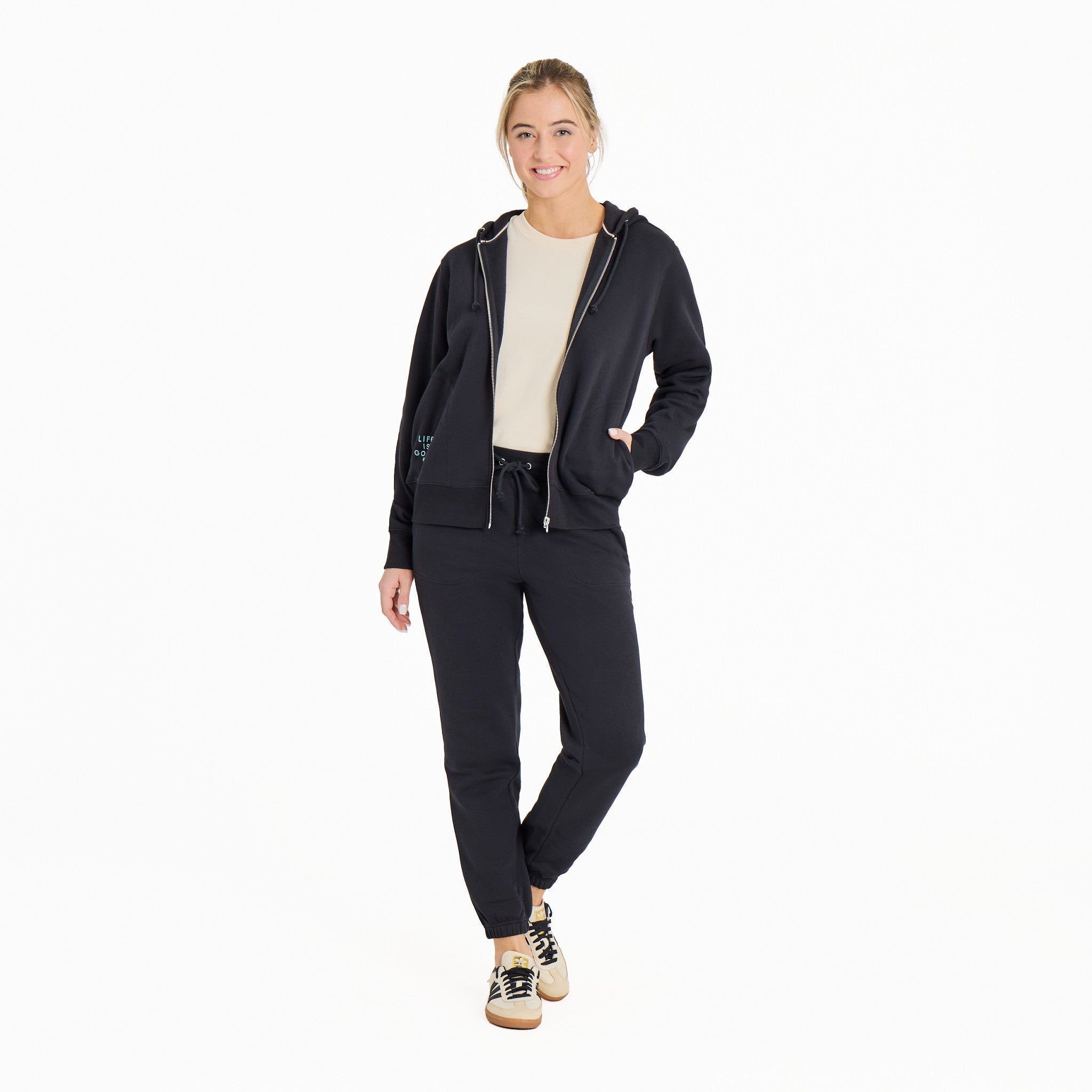 Women's Crafty LIG Stacked Good Vibes Fleece Zip Hoodie