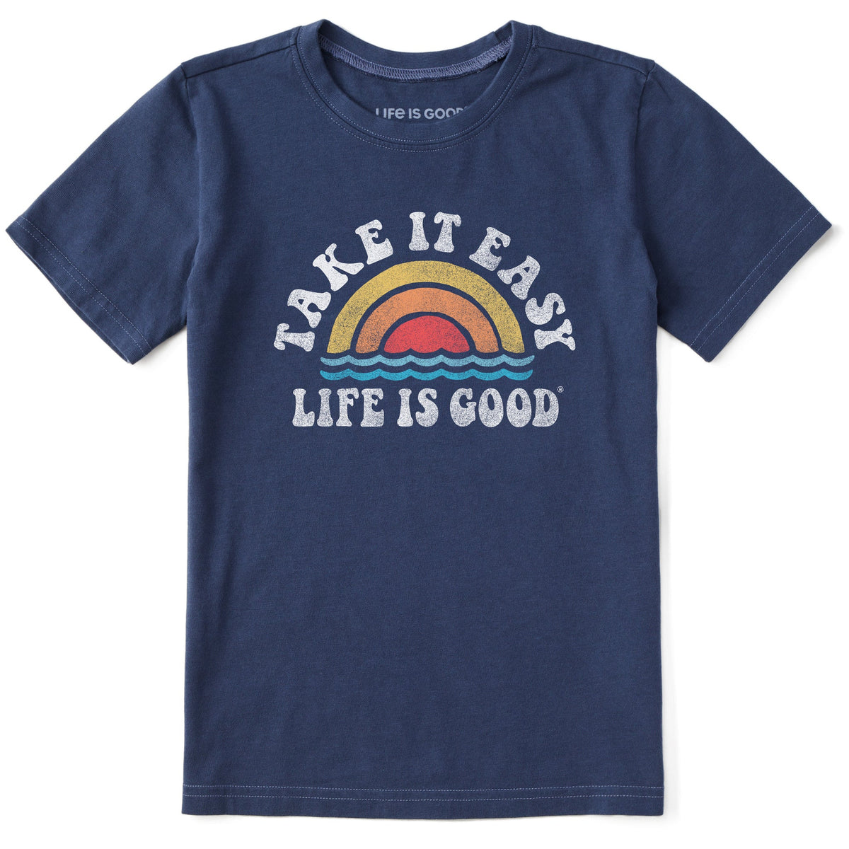 Kids Take It Easy Rainbow Waves Short Sleeve Crusher Tee