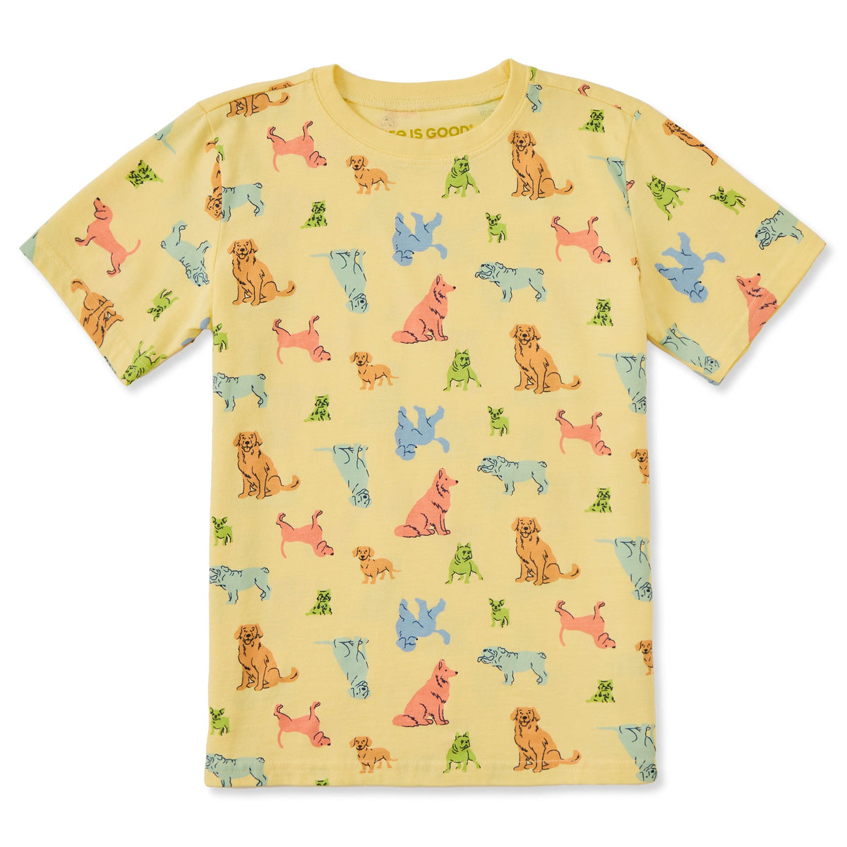 Kids Playful Dog Pattern Short Sleeve Crusher Tee