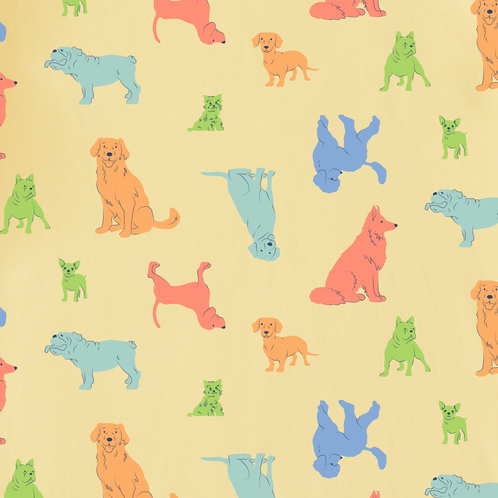 Kids Playful Dog Pattern Short Sleeve Crusher Tee