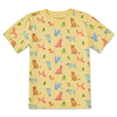 Playful Dog Pattern Short Sleeve Toddler Crusher Tee
