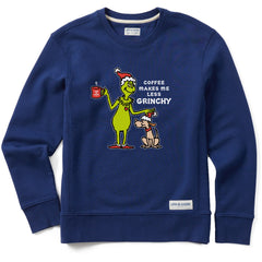 Women's Less Grinchy Coffee Simply True Fleece Crew