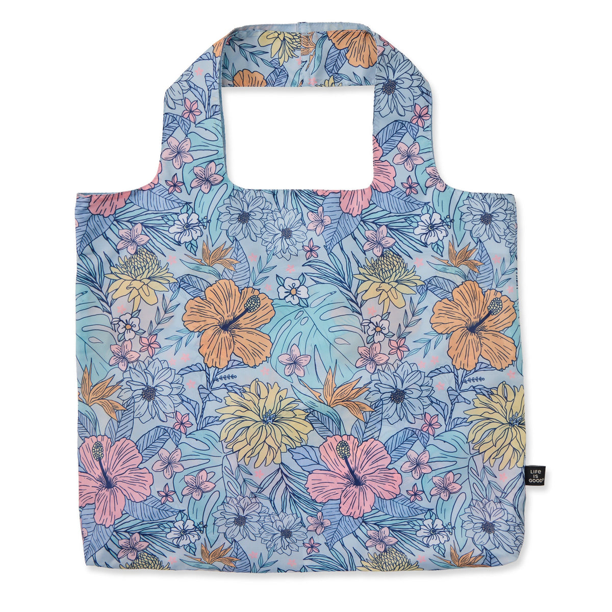 Tropical Floral Pattern Roll and Go Tote