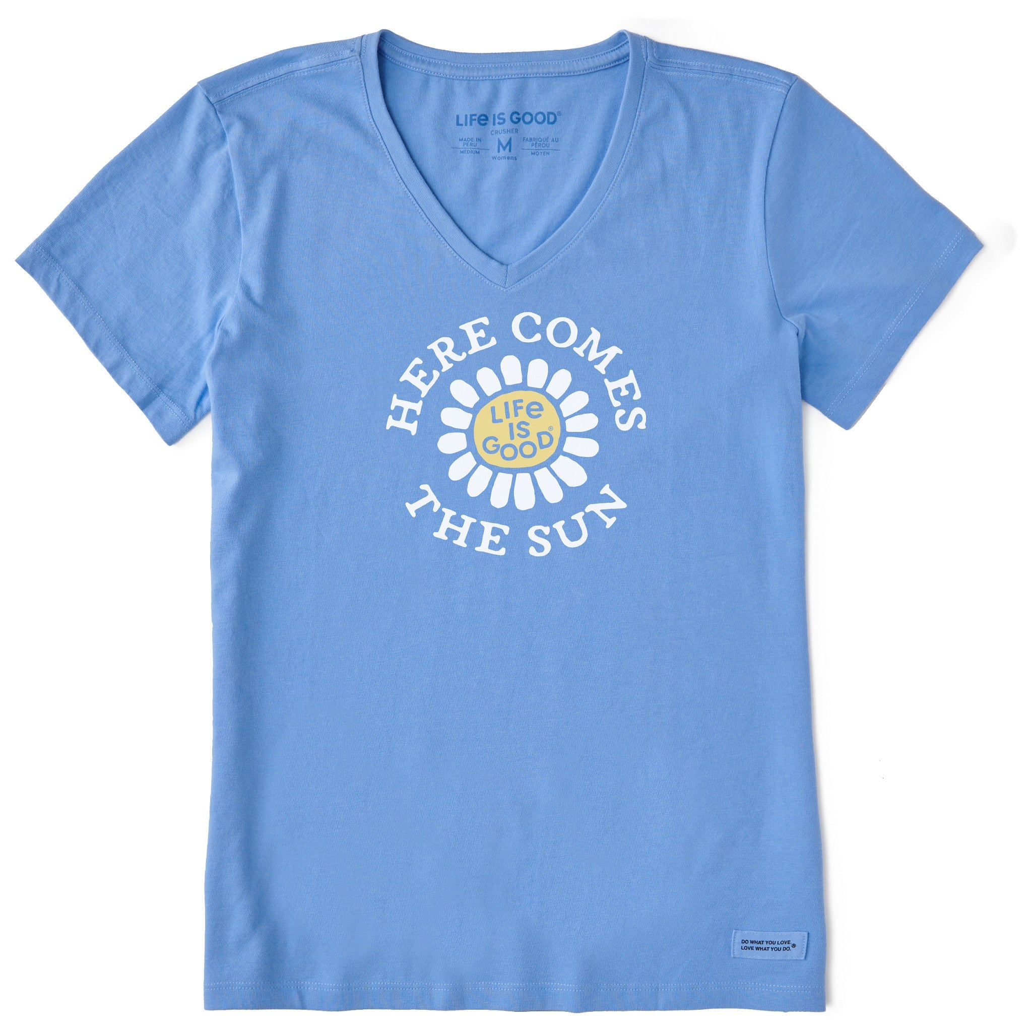 Women's Here Comes the Sun Flower Short Sleeve Crusher Vee