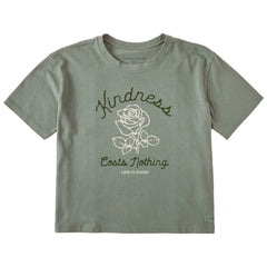 Women's Kindness Costs Nothing Short Sleeve Crusher Boxy Tee