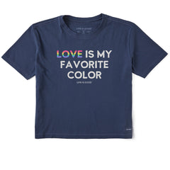 Women's Crafty LOVE is my Favorite Color Short Sleeve Crusher Boxy Tee