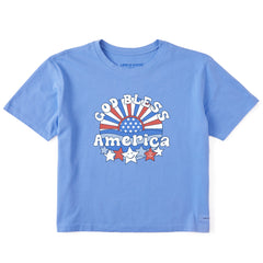 Women's God Bless America Short Sleeve Crusher Boxy Tee
