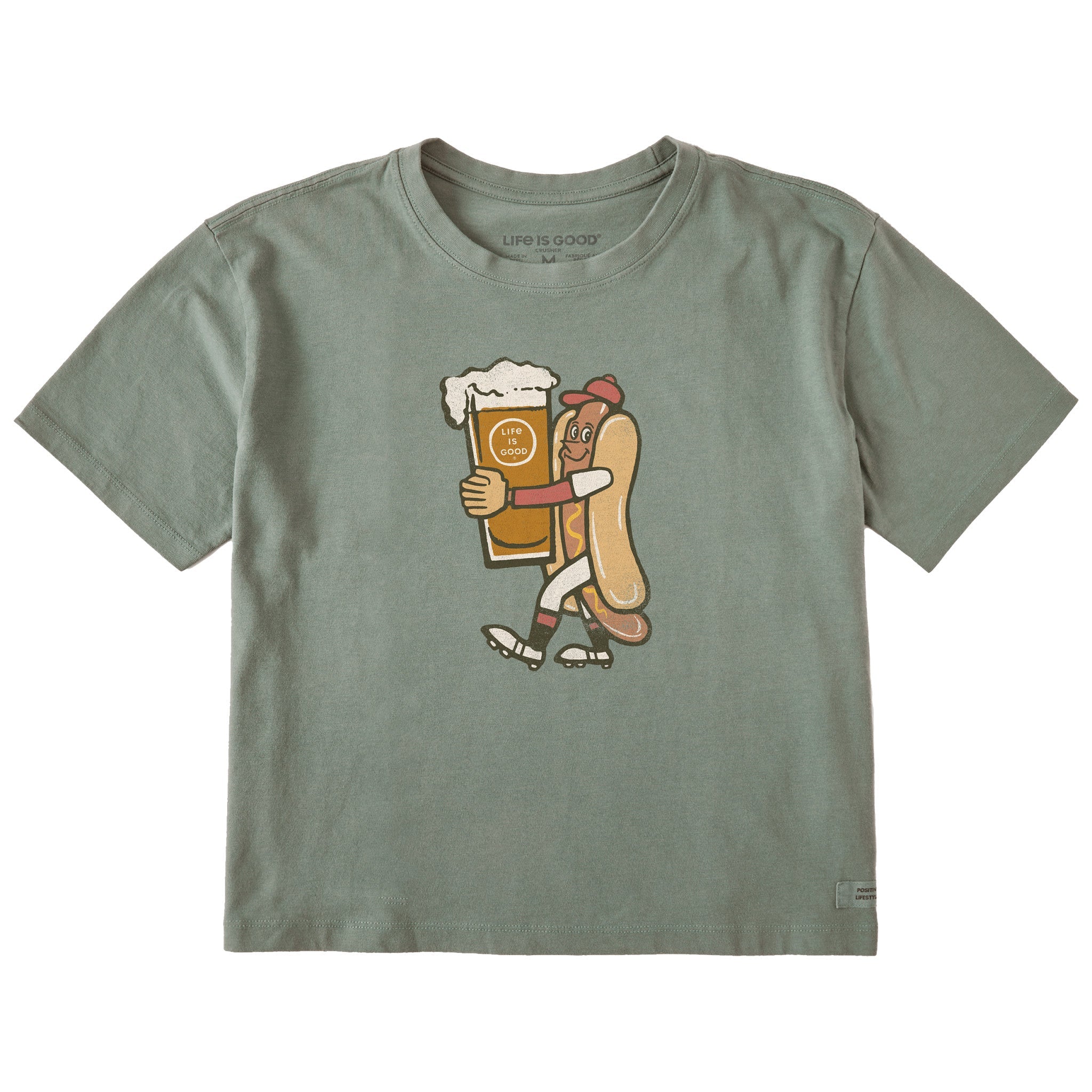 Women's Hotdog Mascot Short Sleeve Crusher Boxy Tee