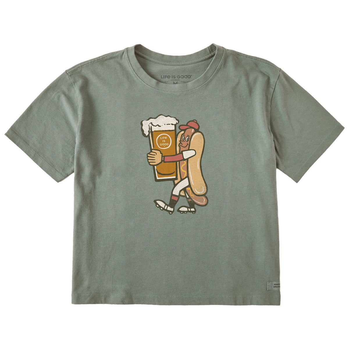 Women's Hotdog Mascot Short Sleeve Crusher Boxy Tee