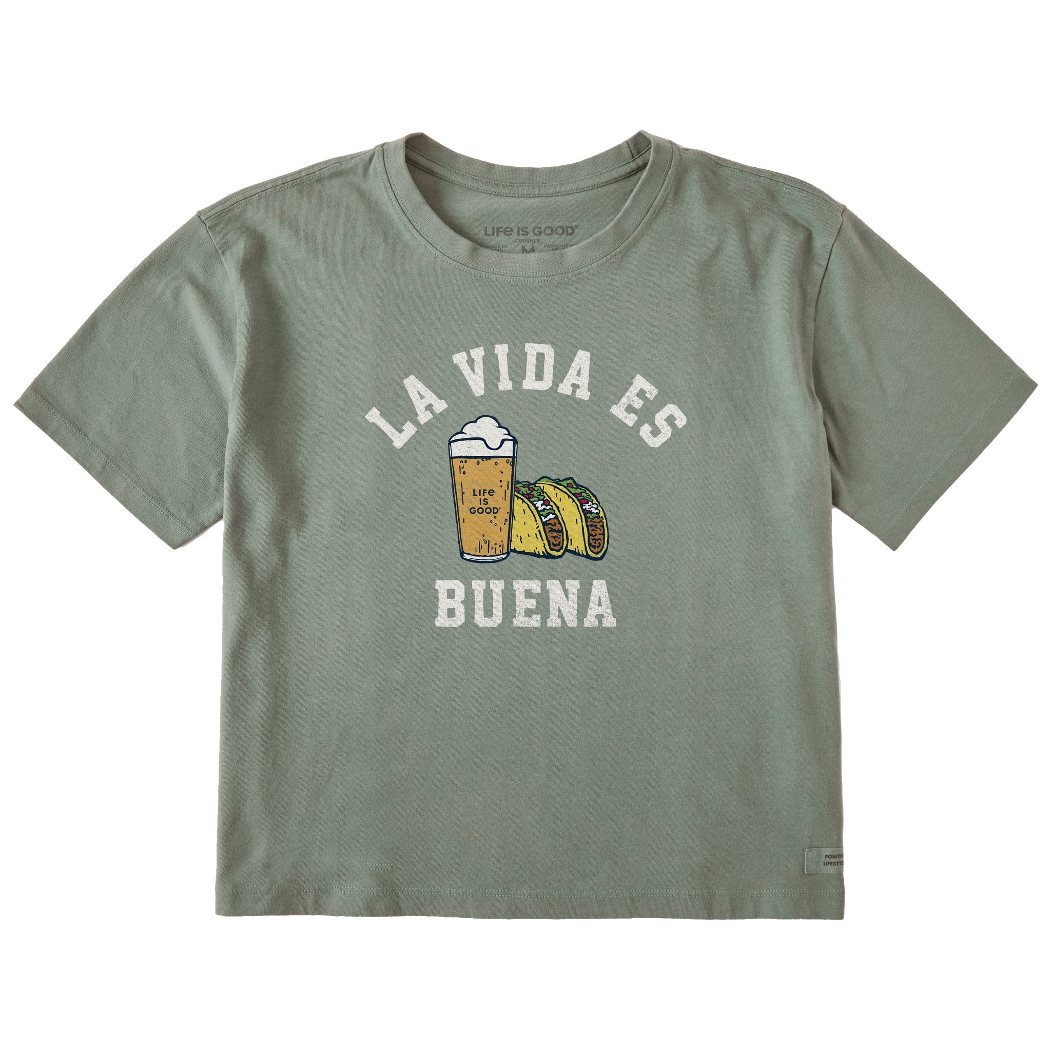 Women's La Vida Tacos and Beer Short Sleeve Crusher Boxy Tee