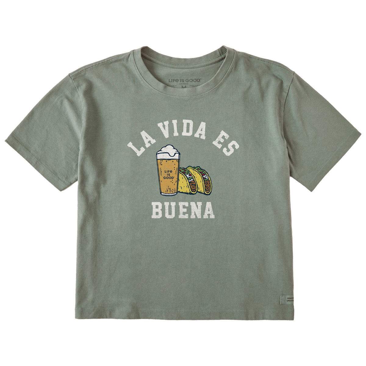 Women's La Vida Tacos and Beer Short Sleeve Crusher Boxy Tee