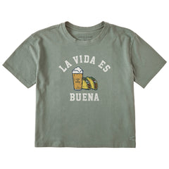 Women's La Vida Tacos and Beer Short Sleeve Crusher Boxy Tee