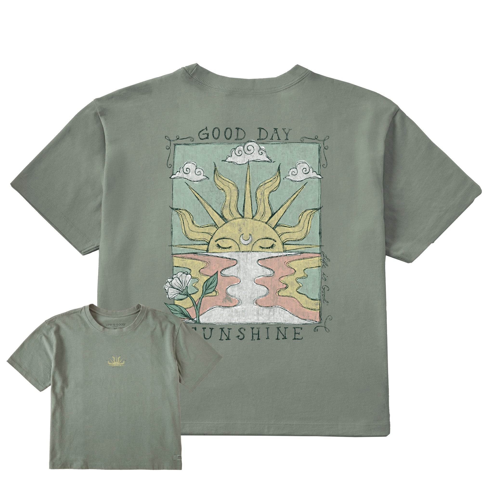 Women's Good Day Sunshine Ocean Short Sleeve Crusher Boxy Tee