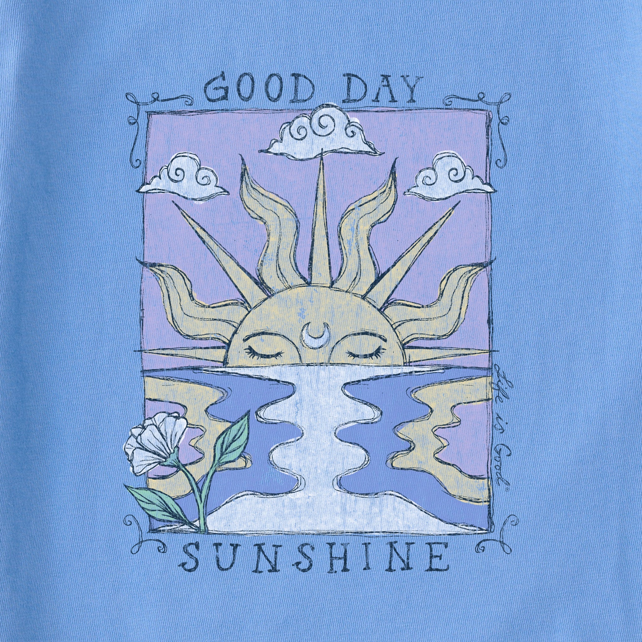 Women's Good Day Sunshine Ocean Short Sleeve Crusher Boxy Tee