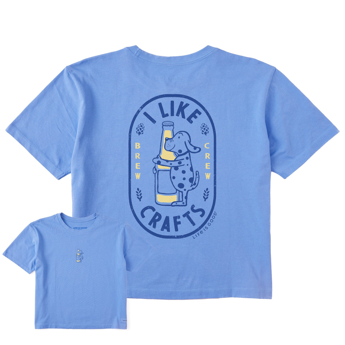 Women's I Like Crafts Dog Label Short Sleeve Crusher Boxy Tee