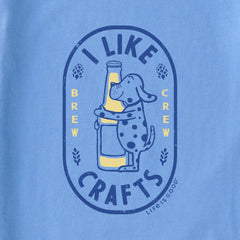 Women's I Like Crafts Dog Label Short Sleeve Crusher Boxy Tee