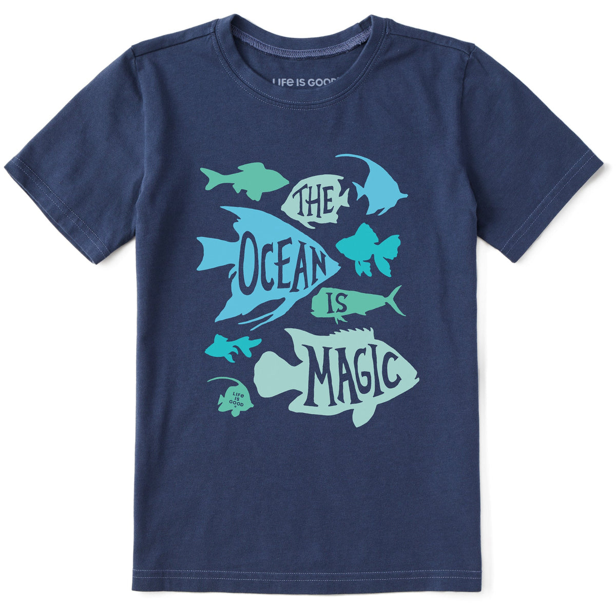 Kids Ocean is Magic Fish Short Sleeve Crusher Tee