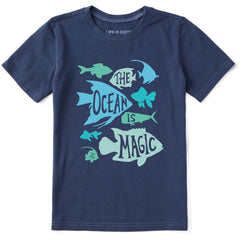 Kids Ocean is Magic Fish Short Sleeve Crusher Tee