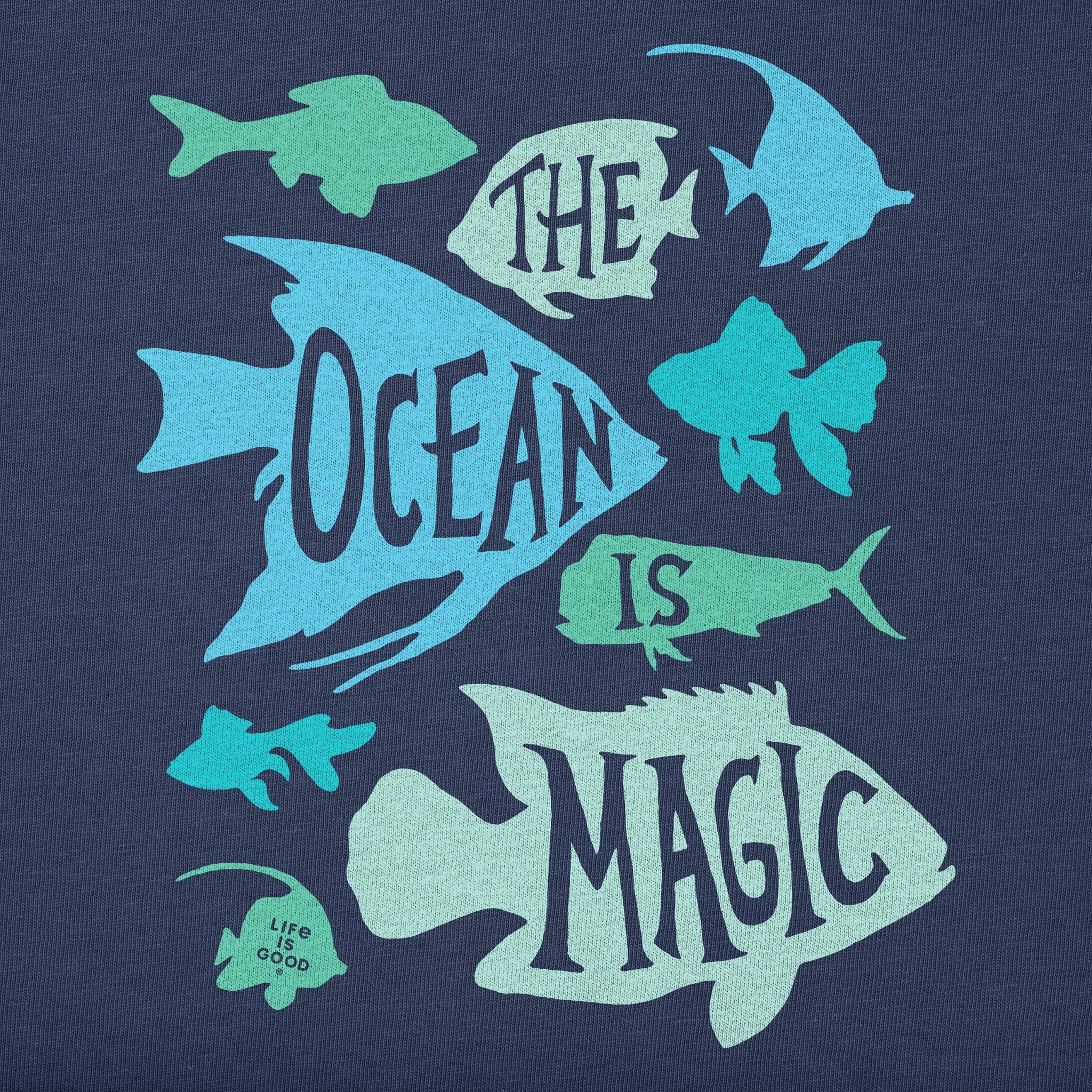 Kids Ocean is Magic Fish Short Sleeve Crusher Tee