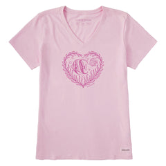 Women's Angelfish Heart Short Sleeve Crusher Vee