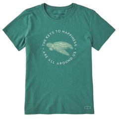 Women's Keys to Happiness Turtle Short Sleeve Crusher Tee