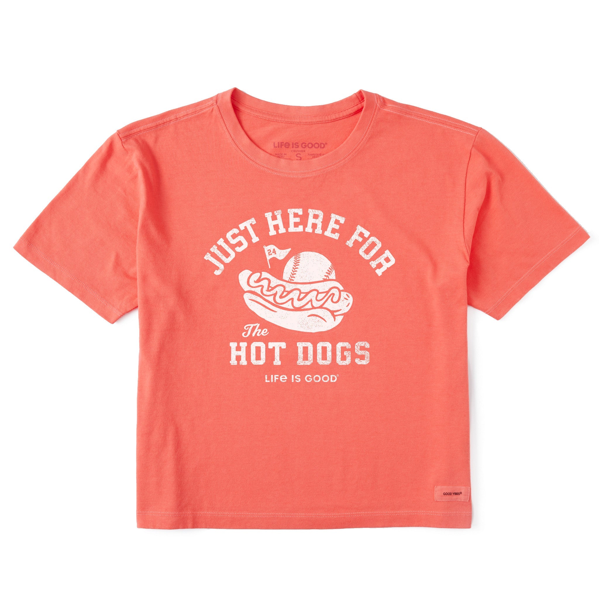 Women's Here for the Hot Dogs Baseball Short Sleeve Crusher Boxy Tee