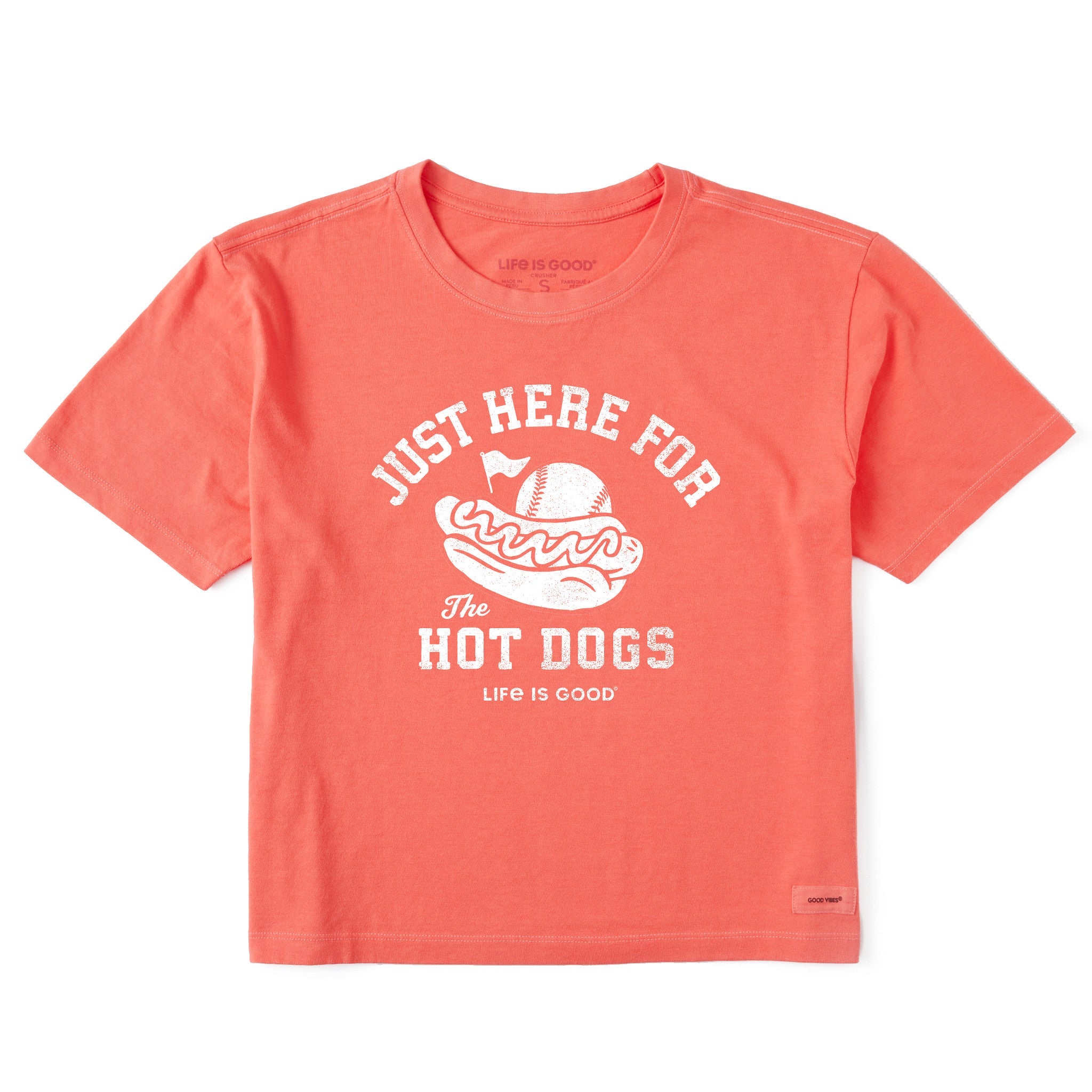 Women's Here for the Hot Dogs Baseball Short Sleeve Crusher Boxy Tee
