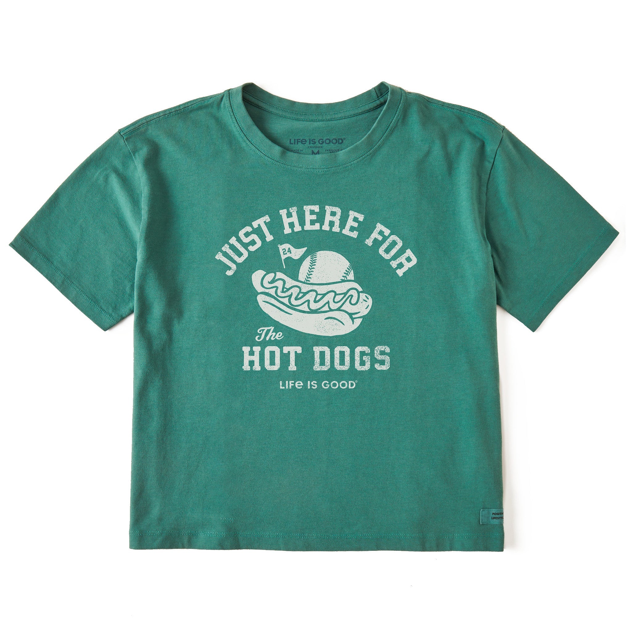 Women's Here for the Hot Dogs Baseball Short Sleeve Crusher Boxy Tee