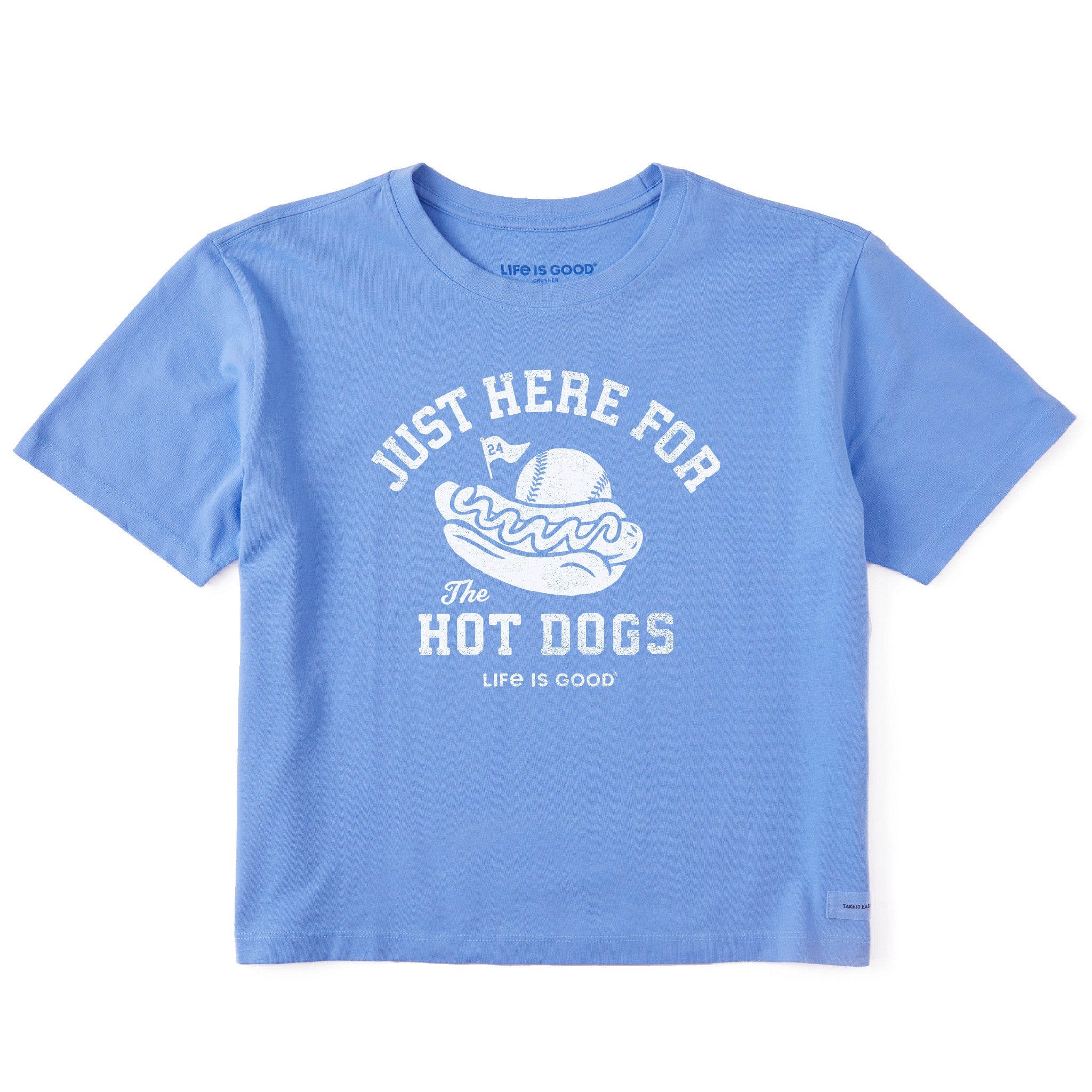Women's Here for the Hot Dogs Baseball Short Sleeve Crusher Boxy Tee