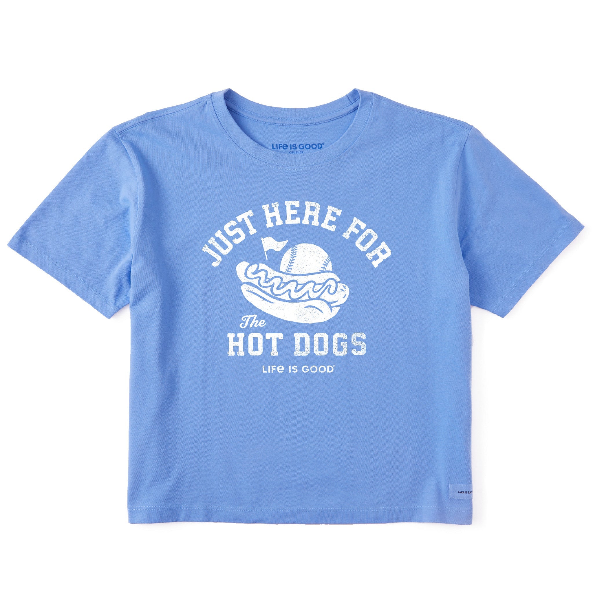 Women's Here for the Hot Dogs Baseball Short Sleeve Crusher Boxy Tee