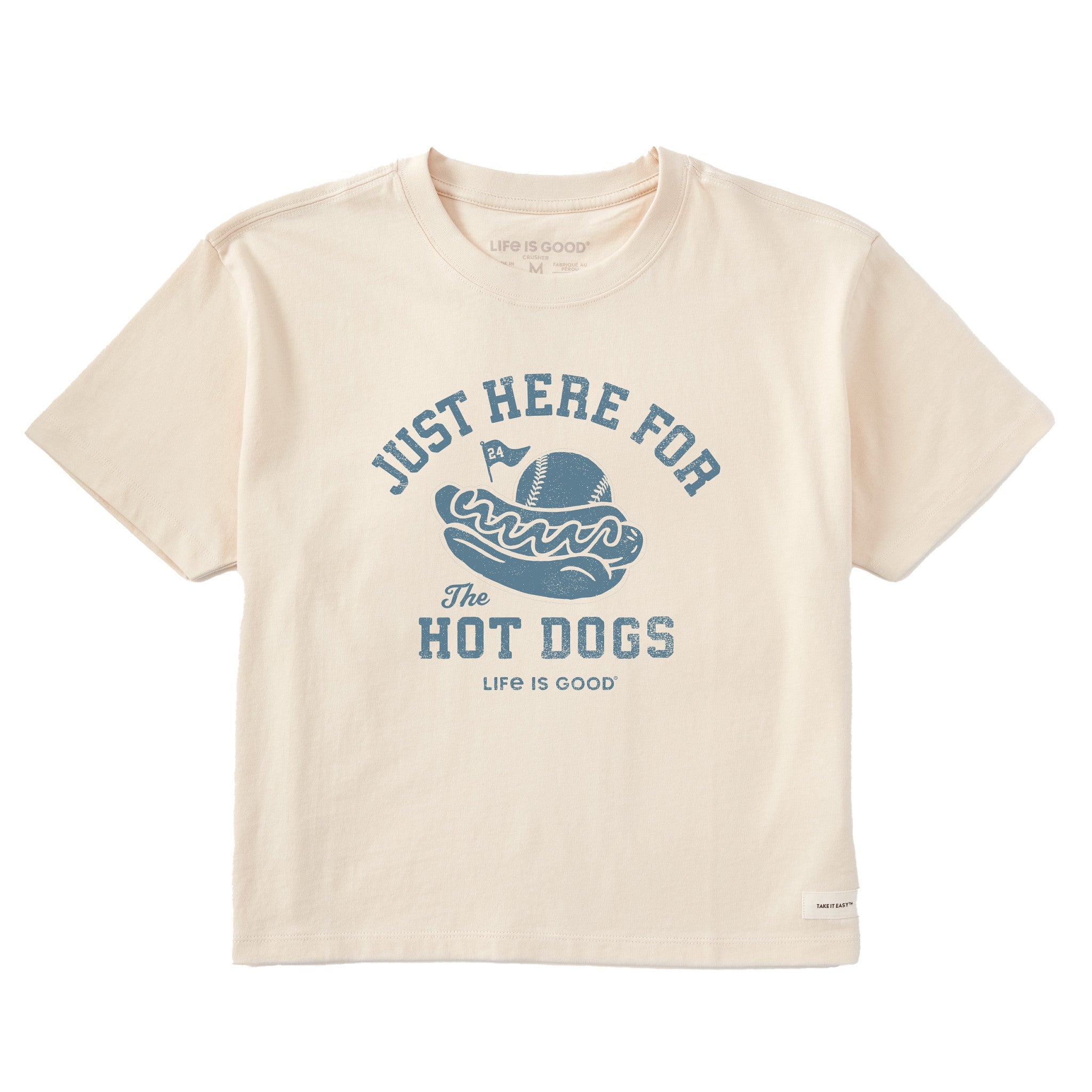 Women's Here for the Hot Dogs Baseball Short Sleeve Crusher Boxy Tee