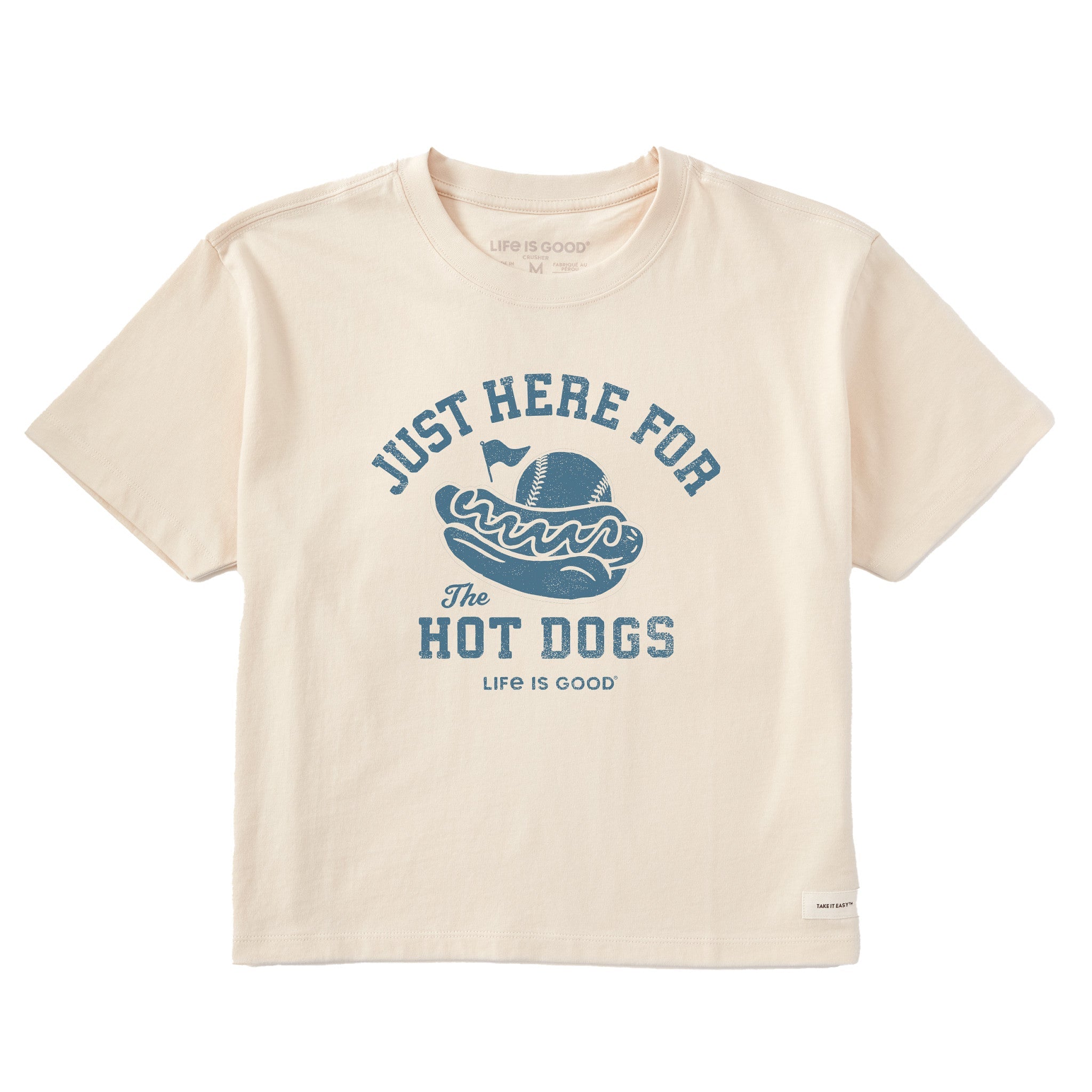 Women's Here for the Hot Dogs Baseball Short Sleeve Crusher Boxy Tee