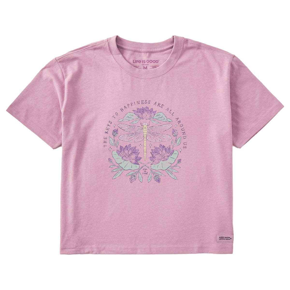 Women's Keys to Happiness Dragonfly Short Sleeve Crusher Boxy Tee