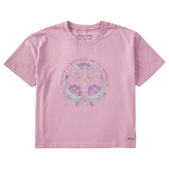 Women's Keys to Happiness Dragonfly Short Sleeve Crusher Boxy Tee