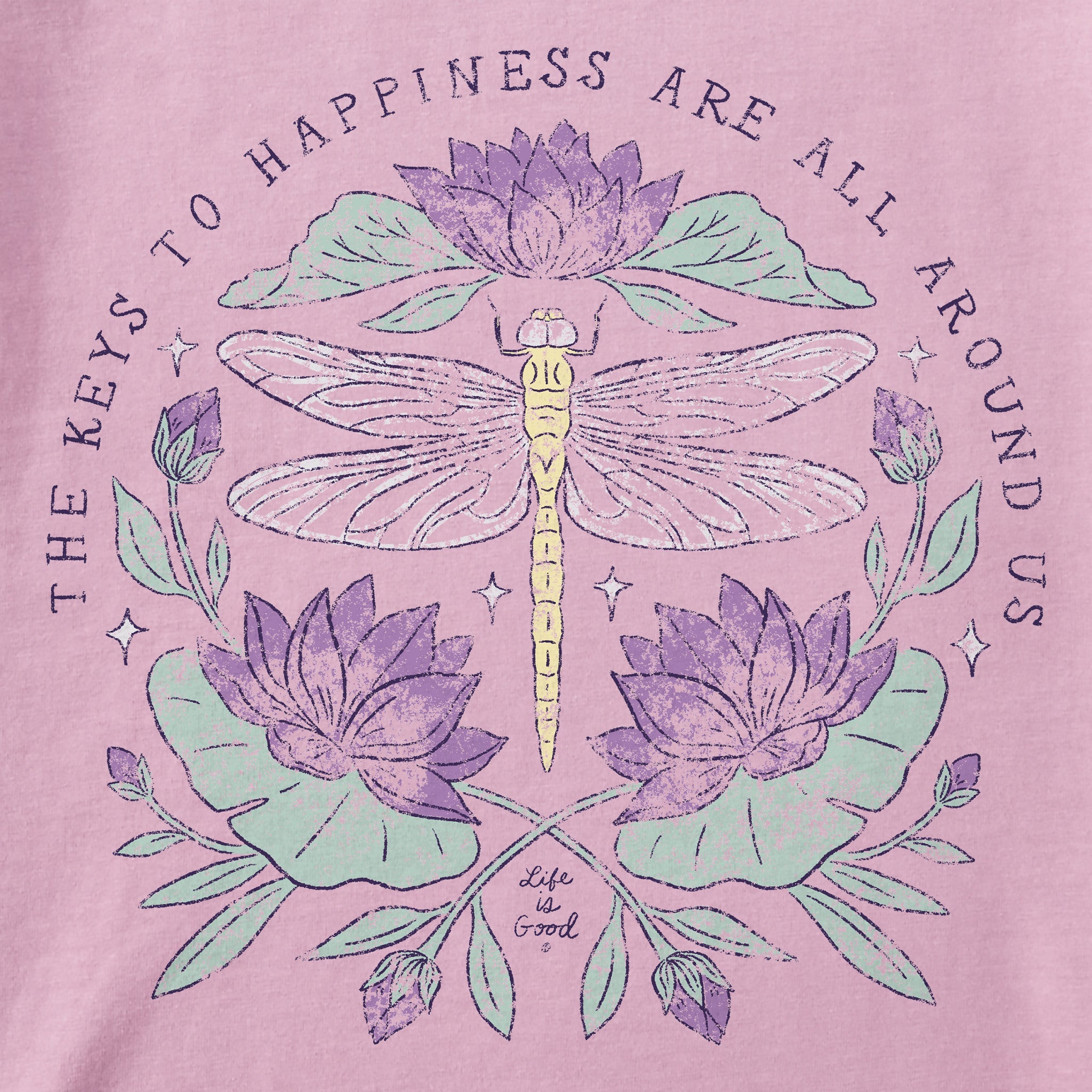 Women's Keys to Happiness Dragonfly Short Sleeve Crusher Boxy Tee