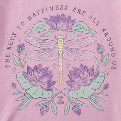 Women's Keys to Happiness Dragonfly Short Sleeve Crusher Boxy Tee