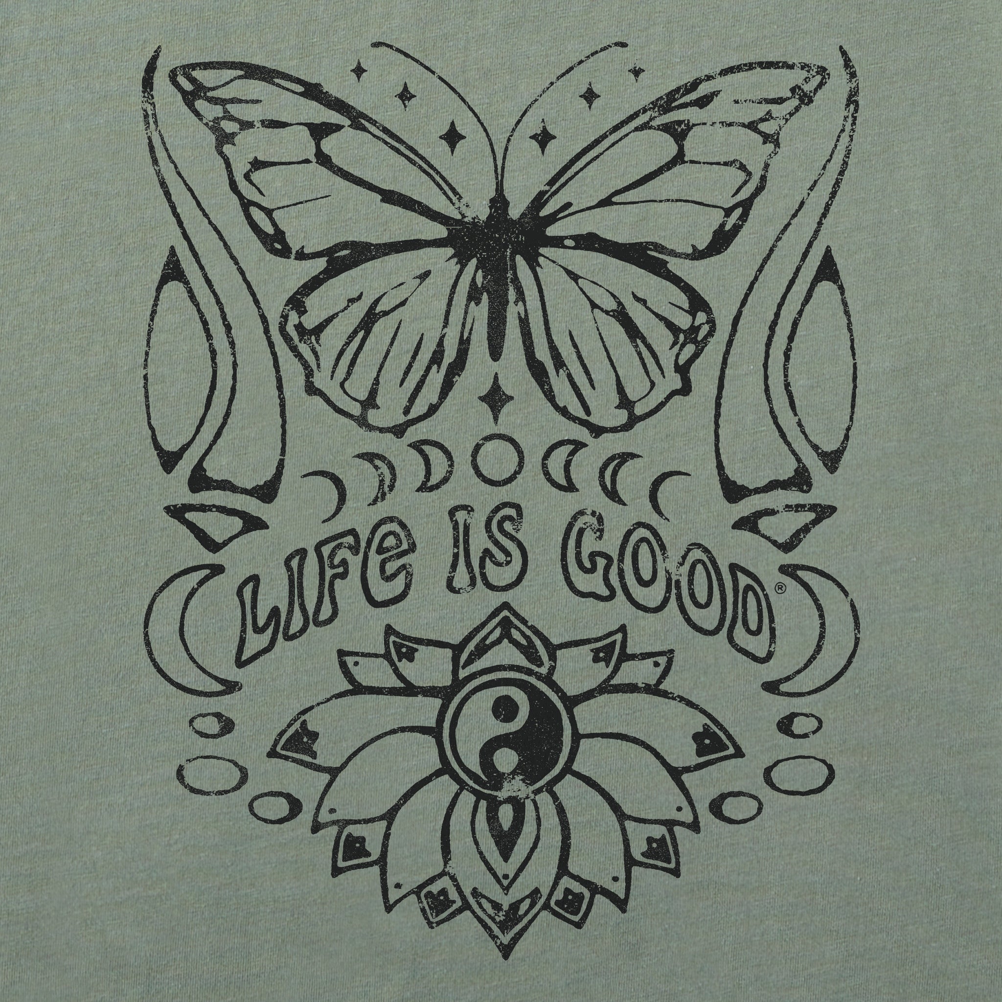 Women's Butterfly Yin Yang Short Sleeve Crusher Boxy Tee